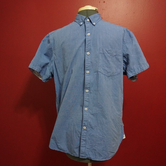 short sleeve blue button up shirt - Picture 1 of 3